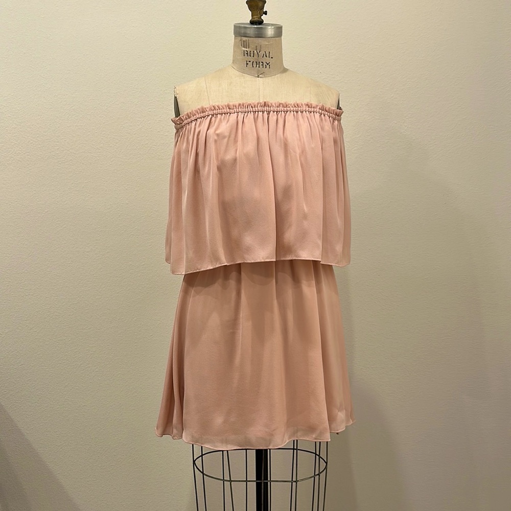Halston Heritage Off Shoulder Cocktail Dress Rose Gold Size 2